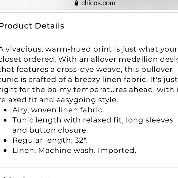 BNWT CHICOS Tunic - Picture 3 of 3